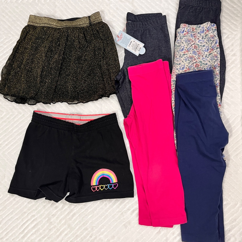 Girls Capri Leggings Set Shorts Skort Size‎ Small nwt